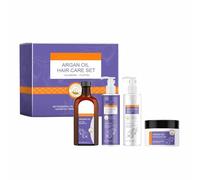 Coffret Capillaire à L'Huile D'Argan Avec Masque, Shampoing Et AprèS-Shampoing, Soin Capillaire Naturellement Hydratant à L'Huile Essentielle Pour Cheveux Secs, BoucléS Et Lisses (Violet)