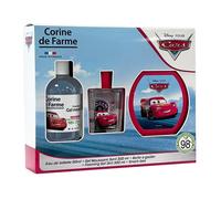 Corine de Farme - Coffret Cars avec Eau de Toilette 50ml, Bain Moussant 300ml et Boîte à Goûter - Cadeau pour Garçon - Parfum pour Enfant Senteur Musc Floral - Gel Fruité 3-en-1