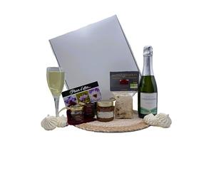 Coffret champagne Brut AOC - Colis Gourmand de produits français BIO -Risotto-Confitures-Safran