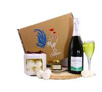 Coffret CHAMPAGNE Brut Tradition, 75cl, Meringues, gelée de champagne, cadeau, colis gourmand