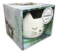 Marabout - Coffret Chat Pousse - 1 livre + cache-pot tête de chat avec corde