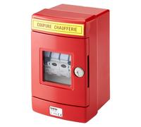 COFFRET CHAUFFERIE MONOPHASÉ - 1 DÉPART 1P+N 16A - 1 DÉPART 1P+N 10A - 2 VOYANTS - IP55 - ROUGE RAL3000