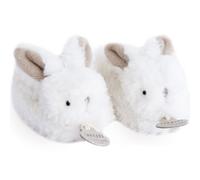 Coffret chaussons de naissance lapin hochet beige (taille 16-18)