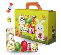 Coffret Chocolats de Pâques | Ballotin Garni de 50 Chocolats Assortis : Kinder Schokobons, Lapin, Œufs et Figurines en Chocolat | Cadeau Gourmand Idéal pour Enfants, Chasse aux Œufs