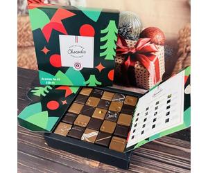 Coffret chocolats fins de Noël Personnalisable - Chocolat noel - Coffret personnalisable (25 chocolats)