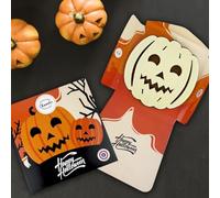 Coffret Citrouille en Chocolat d'Halloween - Citrouille en Chocolat Blanc posée sur une plaque de Chocolat au Lait