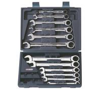 KS TOOLS Coffret clés mixtes à cliquet 503.4266 CHROMEplus 16 pièces 8-19 mm Argent