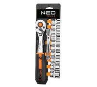 Coffret Cles a Douille avec Cliquet 3/8 pouces 12 pcs Acier Cr-V 90 Dents NEO 10