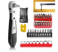 Coffret Cliquet 1/4 Tournevis a Cliquet Magnétique Mini Tournevis Set avec 42 Embouts et 9 Douilles Kit Caisse a Outil Idéal pour les Petits Outils, L'automobile, le Vélo, la Maison et le Bricolage