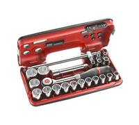 Coffret cliquet manche rotatif + douilles 1/2 6 pans 22 pièces - S.360DBOX4PB