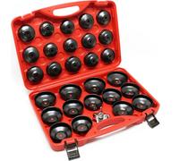 Coffret Coiffes pour filtre à huile 29 pcs. différentes tailles Acier arbone Clé-Araignée Cloche