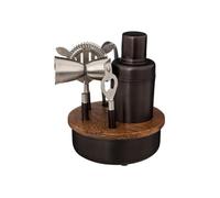 Coffret pour cocktails maison en inox et bois - Noir/Marron - D 16 x H 21 cm Noir
