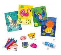Coffret collages bandes de papier - 4 tableaux animaux - loisir creatif enfant 3-6 ans