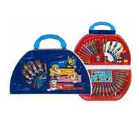 Coffret coloriage enfant 51 pieces pat patrouille - mallette feutres crayons couleurs - set creatif dessin - kit artistique + carte