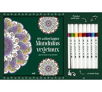 Coffret Coloriages - Mandalas végétaux Un carnet à colorier avec des feuilles détachables et 8 feutres - Collectif - Merci Les Livres - Coffret - Livre-jeu