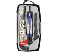 Coffret compas - MAPED - Technic Compact - 7 pièces - Branches blocables - Pliables - Noir et bleu