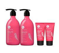 Coffret complet de shampoing et apr s-shampoing la k ratine Luseta pour cheveux color s, ab m s et secs (2 x 500 ml + 2 x 300 ml)