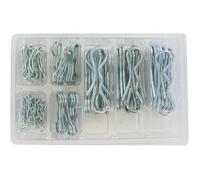 Coffret composé d'un assortiment de 80 épingles papillons (alternative aux goupilles/épingles béta) pour tubes de Ø 4,8 à 19 mm