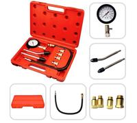 Coffret Compressiomètre, Set de 9 Pièces pour Tester La Compression, 6 pièces, avec une mallette rouge, Matériau: Acier C45