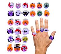 Coffret Compte à Rebours Halloween 24 Pièces Déco et Crâne | Bagues Lumineuses LED Halloween Garçons Filles Récompenses Scolaires Souvenirs pour Fêtes et
