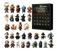 Coffret compte à rebours Halloween 31 nuits d'effroi avec figurines, calendrier de l'Avent Halloween 31 jours 2025, figurines d'horreur à collectionner, poupées effrayante, fantôme, citrouilles