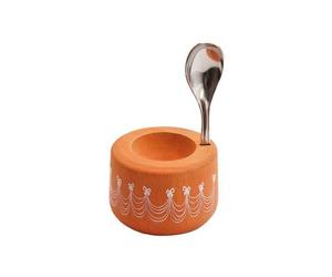 Coffret coquetier et cuillère - ROGER ORFÈVRE - Piou Princesse - Orange - Hêtre