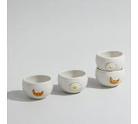 Coffret coquetiers (x4) en grès blanc et marron 5.5x5.2x4.7cm Blanc