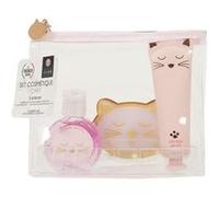 Coffret Cosmétique 3 Accessoires "Chat" 15cm Rose Rose G