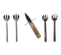 Cook Concept – Coffret à huîtres KU6545 – 1 couteau + 4 fourchettes inox, bois et acier