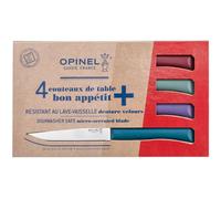 Opinel - Coffret 4 Couteaux de Table Bon Appétit+ Glam - Lame Denture Velours Inox - Manche Confort - Fabrication Française - Bleu Canard, Violet, Sauge, Grenat
