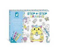 Janod - Step by Step Drawing - Apprendre à Dessiner - 20 Modèles + Feutres Pailletés - Jeu Apprentissage - Apprentissage Dessin et Concentration - Dès 6 Ans - J09157