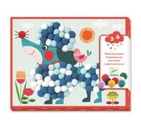 Coffret créatif Djeco Tableau de pompons Des chiens à caresser Multicolore E