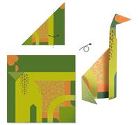 DJECO Kit Origami Dinosaures - Enfants de 6 à 10 Ans - Activité Créative Pliage Papier Facile - Développe la Motricité Fine - 24 Feuilles Colorées, 1 Guide Étape par Étape - 8 Designs