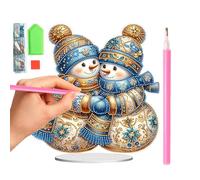 Coffret Créatif Strass - Kit d'Art Acrylique 2D - avec Support Bonhomme de Neige Pièces Centrales de Table - pour Bureau Étagère Ferme Lieu de Travail Chambre Dortoir Fête Vacances Hiver Festival