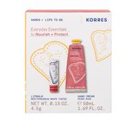 Korres Coffret Cadeau Les Essentiels au Quotidien pour Nourrir et Protéger | Baume à Lèvres + Crème les Mains Set(S) 50+4 ml