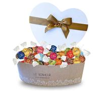 Coffret Cœur Doré garni de 50 chocolats Lindor de Lindt assortis | des Saveurs inédites à Offrir ou à Partager