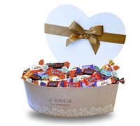 Coffret Cœur Doré garni de 80 chocolats assortis ( Célébrations, Kinder, Milka, Daim) | Idéal à Offrir pour un anniversaire