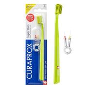 Coffret Curaprox Super Duo - Brosse à dents ultra-souple CS 5460 + brossettes interdentaires et porte-brosse duo | Soin doux des gencives et nettoyage de la surface des dents | Soins bucco-dentaires s
