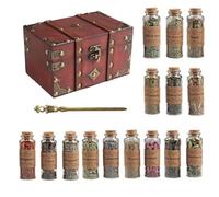 Coffret d’Herbes Séchées Naturelles - 100% Plantes Aromatiques en Flacons Verre avec Bouchon & Pince Vintage - Kit Cadeau pour Rituel, Sorcière, DIY, Aromathérapie, Déco (15 Flacons d’Herbes)