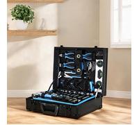Coffret d’outils combiné 247 pièces en acier carbone finition bleue - 40x30x140 cm outillage complet pour maintenance machine et