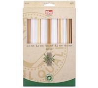 Coffret d'Aiguilles à tricoter - PRYM - Double pointe - 25 pcs - Taille n°2,5 à n°4,5 - Bambou marron