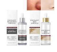 Coffret d'ampoules exfoliantes au riz noir et blanc, duo de sérums exfoliants doux au riz blanc et noir pour le visage et le corps - Exfoliant nettoyant, hydratant et éclaircissant pour (mix)