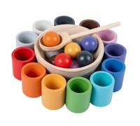 Coffret d'Apprentissage Montessori 12 Boules & Coupes Bois : Jeu d'Éveil Couleurs et Motricité Fine pour Enfant - Jouet Éducatif