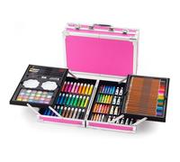 Coffret d'art de luxe de 145 pièces, comprenant crayons de peinture et de dessin, mallette en aluminium, idéal pour les débutants