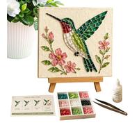 Coffret d'art mosaïque création florale et oiseau attrape-lumière