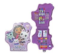 Coffret d'art pour maison de poupée Gabby avec étui de forme spéciale et accessoires colorés - Kit créatif pour enfants avec aquarelles, crayons et marqueurs pour filles