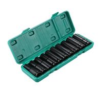 Coffret de 10 douilles à impact profondes de 1/2 pouce (10-24 mm) pour travaux d'atelier.