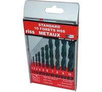 Coffret de 10 forets HSS laminés - métal - Ø1 à 10 mm - RISS
