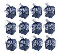 Coffret de 100 boîtes à dragées bleu royal boîtes creuses à dragées petites en dentelle.