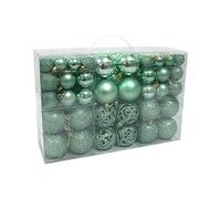 Coffret de 100 Boules de Noël 3-6cm,Déco Sapin Complète 4 Finitions,PVC Box | 4 Finitions (Mate, Brillante, Pailletée, Ajourée), 3-6cm, 2 Couleurs, Corde Incluse, Boîte à Poignée
